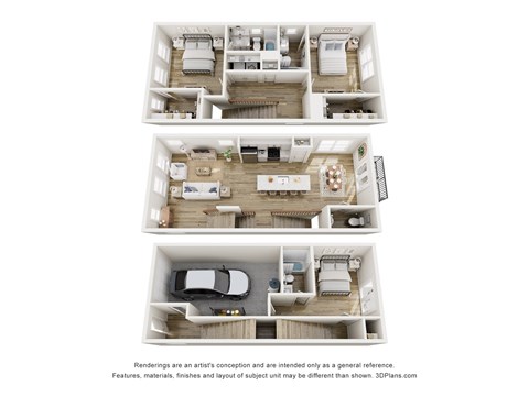 Floor plan for 3 beds, 3 baths, 1841 sqft